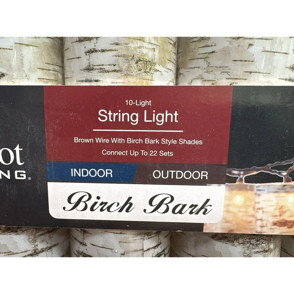 Patriot Lighting Birch Bark String Lights Indoor Outdoor Rustic Woodland 3 Boxes